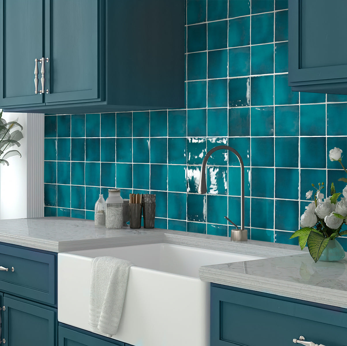 4x4 Silken Green Glossy Ceramic Tile