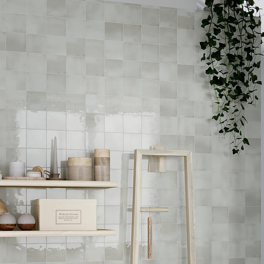 Silken 3.94 in. x 3.94 in. Glossy Tea Green Ceramic Square Tile (60 pack, 6.46 sq. ft./case)