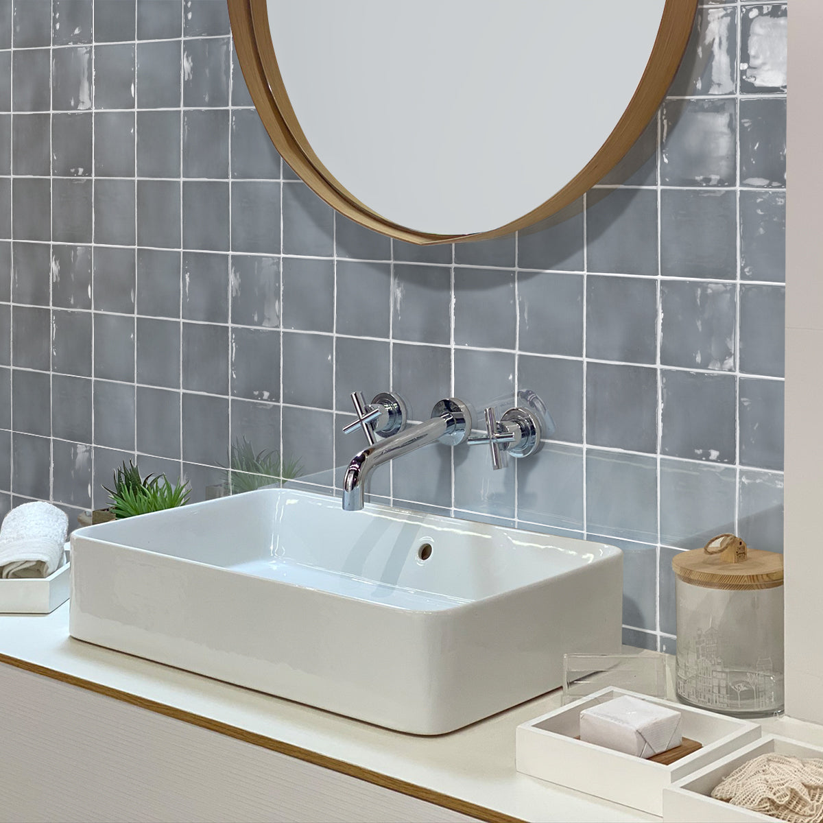 4x4 Silken Gray Glossy Square Tile