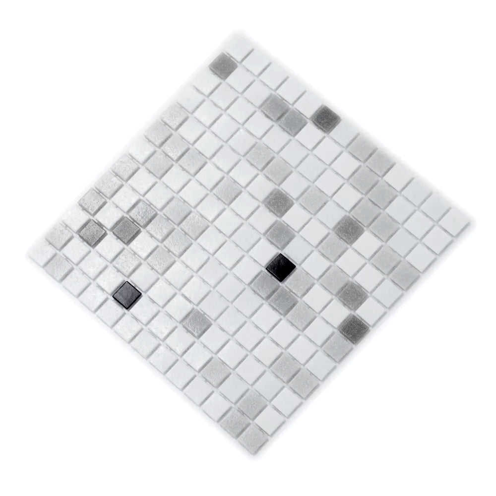 White Black 12x12 Glossy Uniform Square Glass Mosaic Tile (20 pack, 20 sq ft/case) - Sample