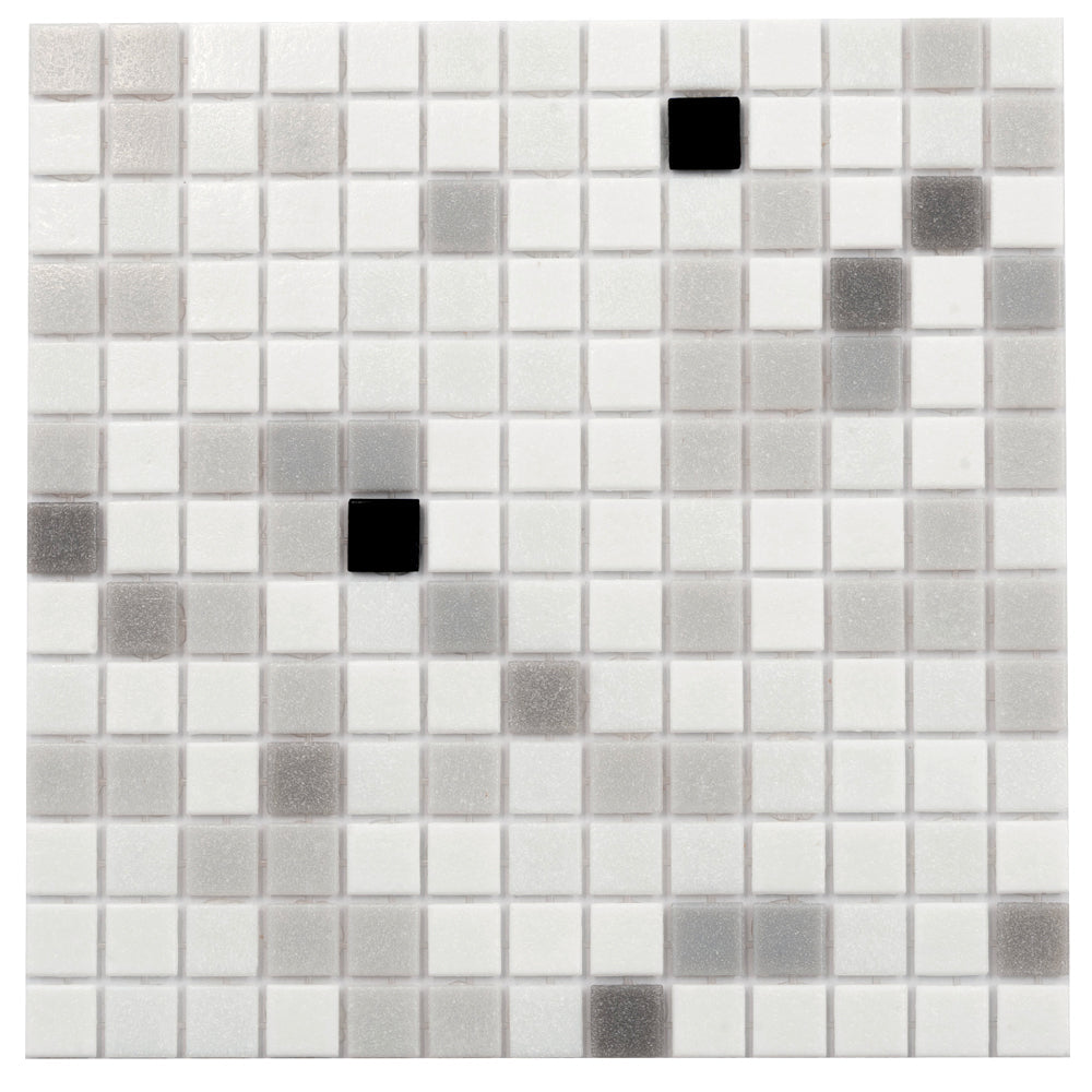 White Black 12x12 Glossy Uniform Square Glass Mosaic Tile (20 pack, 20 sq ft/case) - Sample