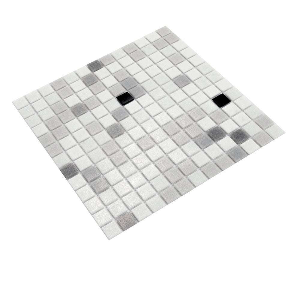 White Black 12x12 Glossy Uniform Square Glass Mosaic Tile (20 pack, 20 sq ft/case) - Sample