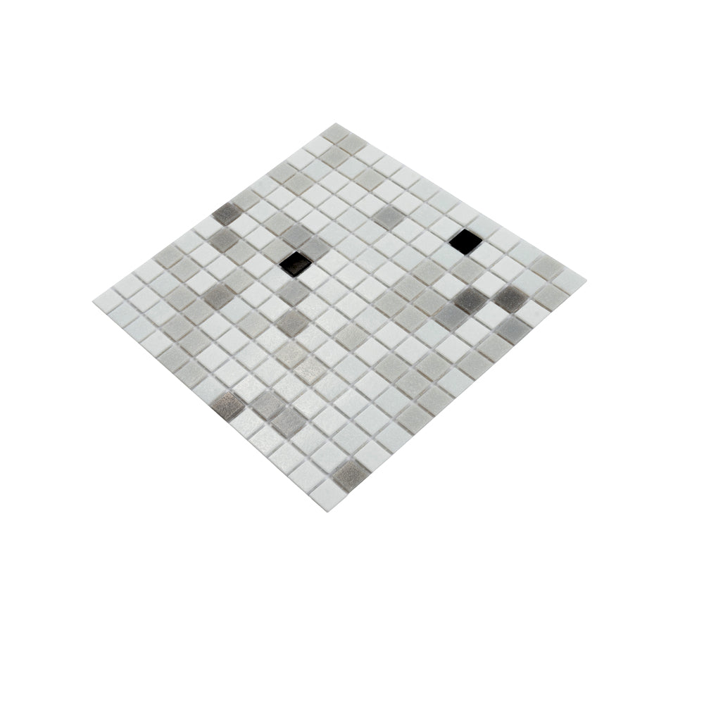 White Black 12x12 Glossy Uniform Square Glass Mosaic Tile (20 pack, 20 sq ft/case) - Sample