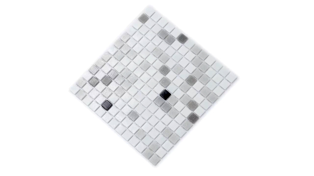 White Black 12x12 Glossy Uniform Square Glass Mosaic Tile (20 pack, 20 sq ft/case) - Sample