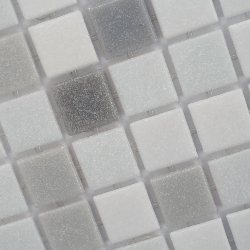White Black 12x12 Glossy Uniform Square Glass Mosaic Tile (20 pack, 20 sq ft/case) - Sample