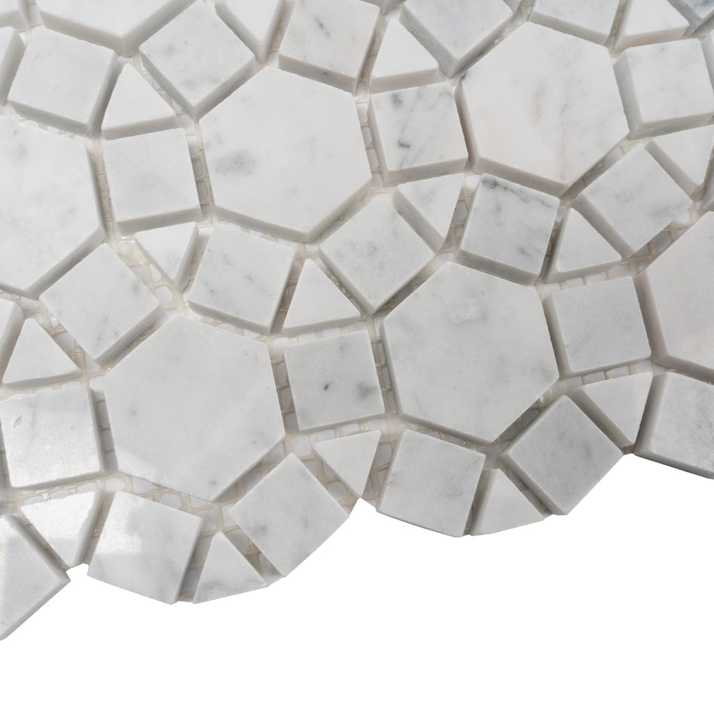 Cotton White 11x13 Polished Multi-shaped Marble Mosaic Tile (5 pack, 4.85 sq ft/case) - Sample