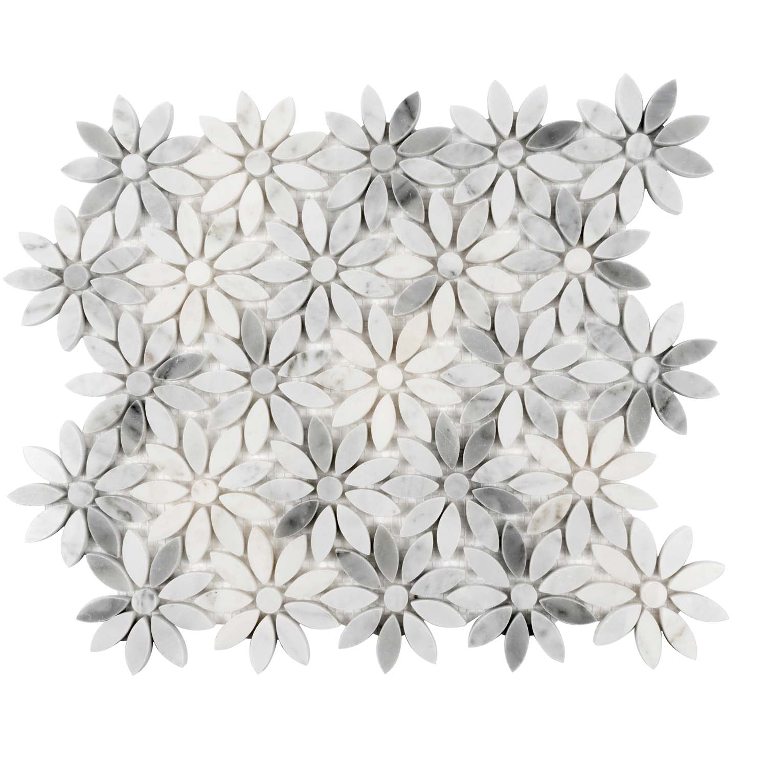 White Gray 11x12 Polished Multi-shaped Marble Mosaic Tile (5 pack, 4.46 sq ft/case) - Sample