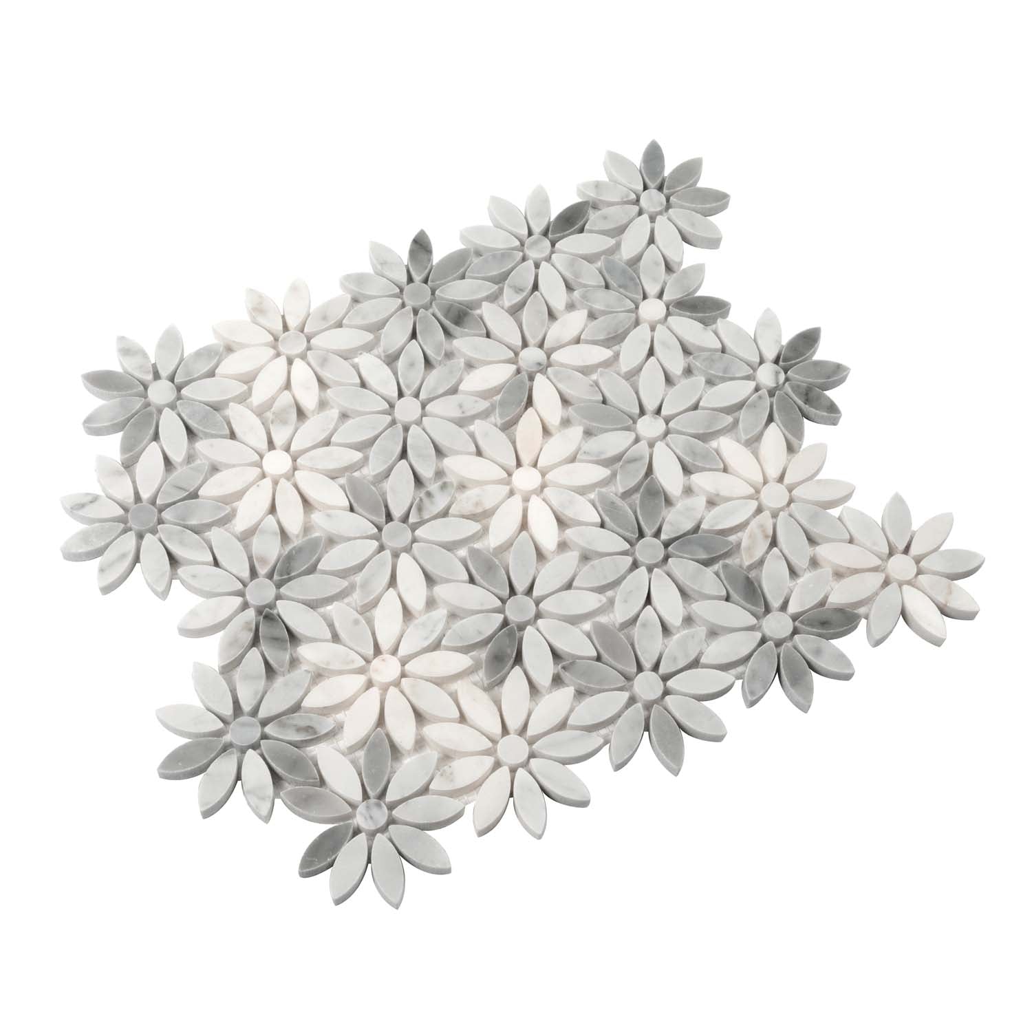 White Gray 11x12 Polished Multi-shaped Marble Mosaic Tile (5 pack, 4.46 sq ft/case) - Sample