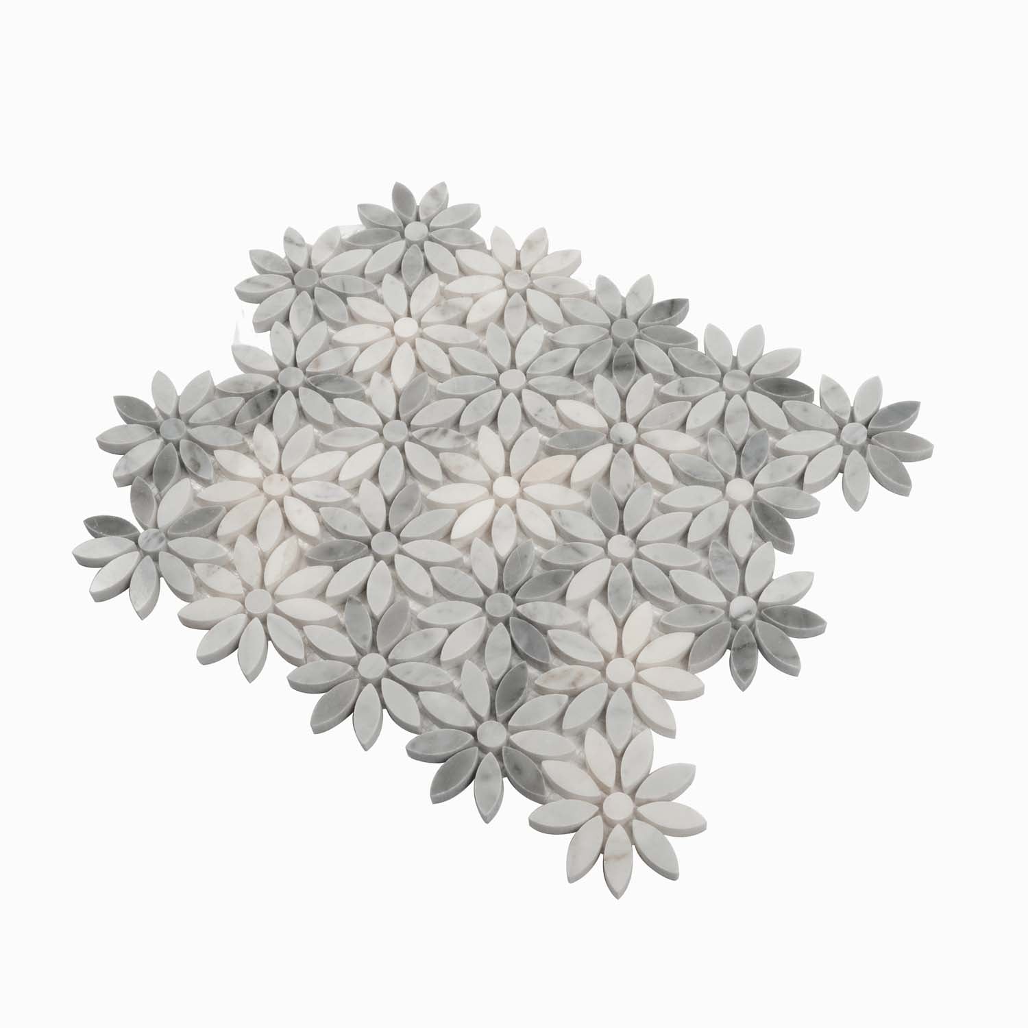 White Gray 11x12 Polished Multi-shaped Marble Mosaic Tile (5 pack, 4.46 sq ft/case) - Sample