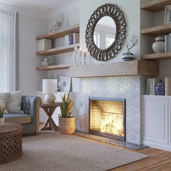 White  9.8x10.8 Polished Herringbone Marble Mosaic Tile (5 pack, 3.68 sq ft/case) - Sample