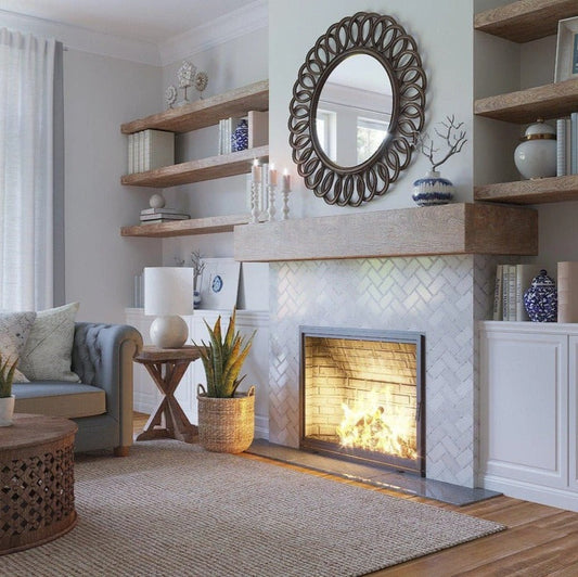 White  9.8x10.8 Polished Herringbone Marble Mosaic Tile (5 pack, 3.68 sq ft/case) - Sample