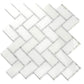 White  9.8x10.8 Polished Herringbone Marble Mosaic Tile (5 pack, 3.68 sq ft/case) - Sample