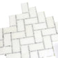 White  9.8x10.8 Polished Herringbone Marble Mosaic Tile (5 pack, 3.68 sq ft/case) - Sample