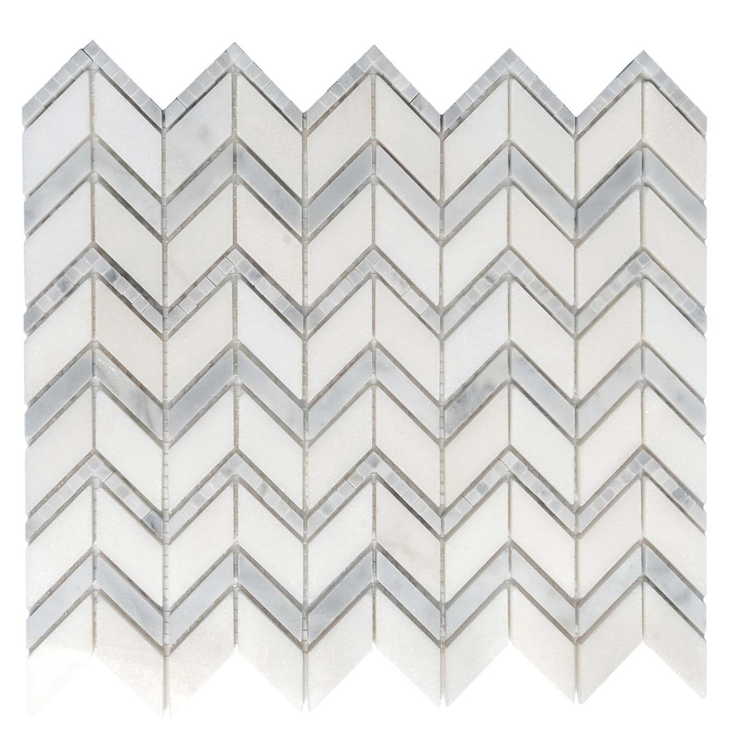 White Gray 10x12 Polished Herringbone Marble Mosaic Tile (5 pack, 4.3 sq ft/case) - Sample
