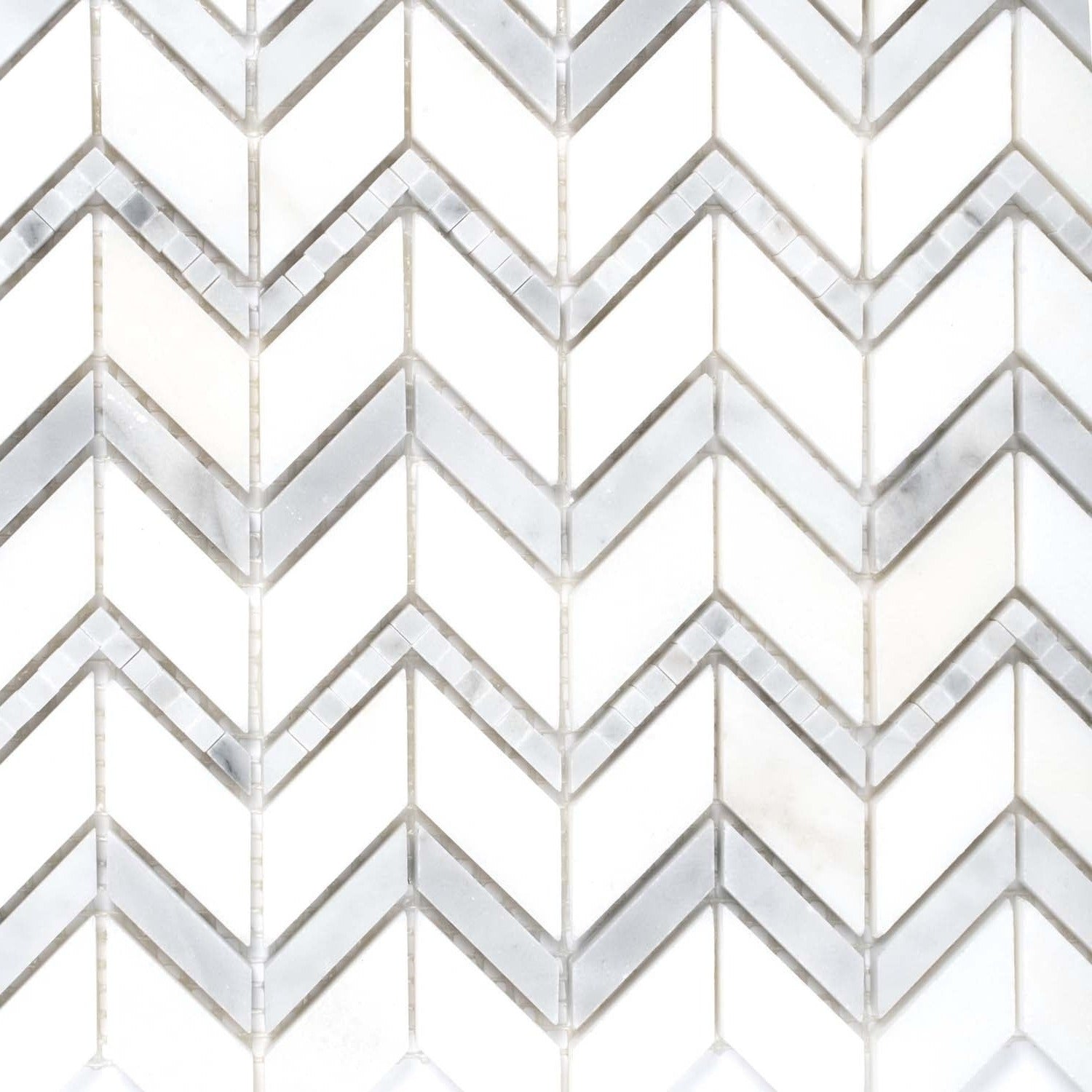 White Gray 10x12 Polished Herringbone Marble Mosaic Tile (5 pack, 4.3 sq ft/case) - Sample