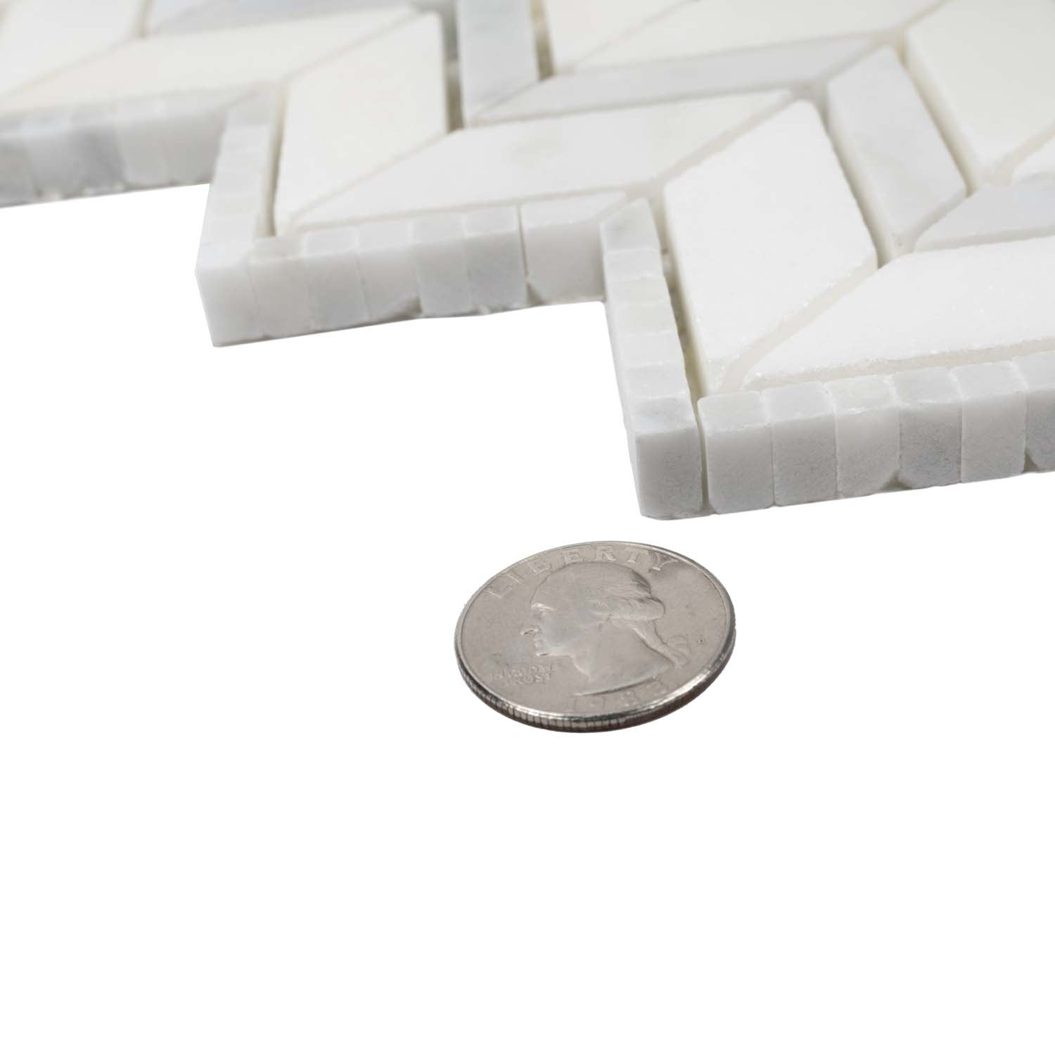 White Gray 10x12 Polished Herringbone Marble Mosaic Tile (5 pack, 4.3 sq ft/case) - Sample