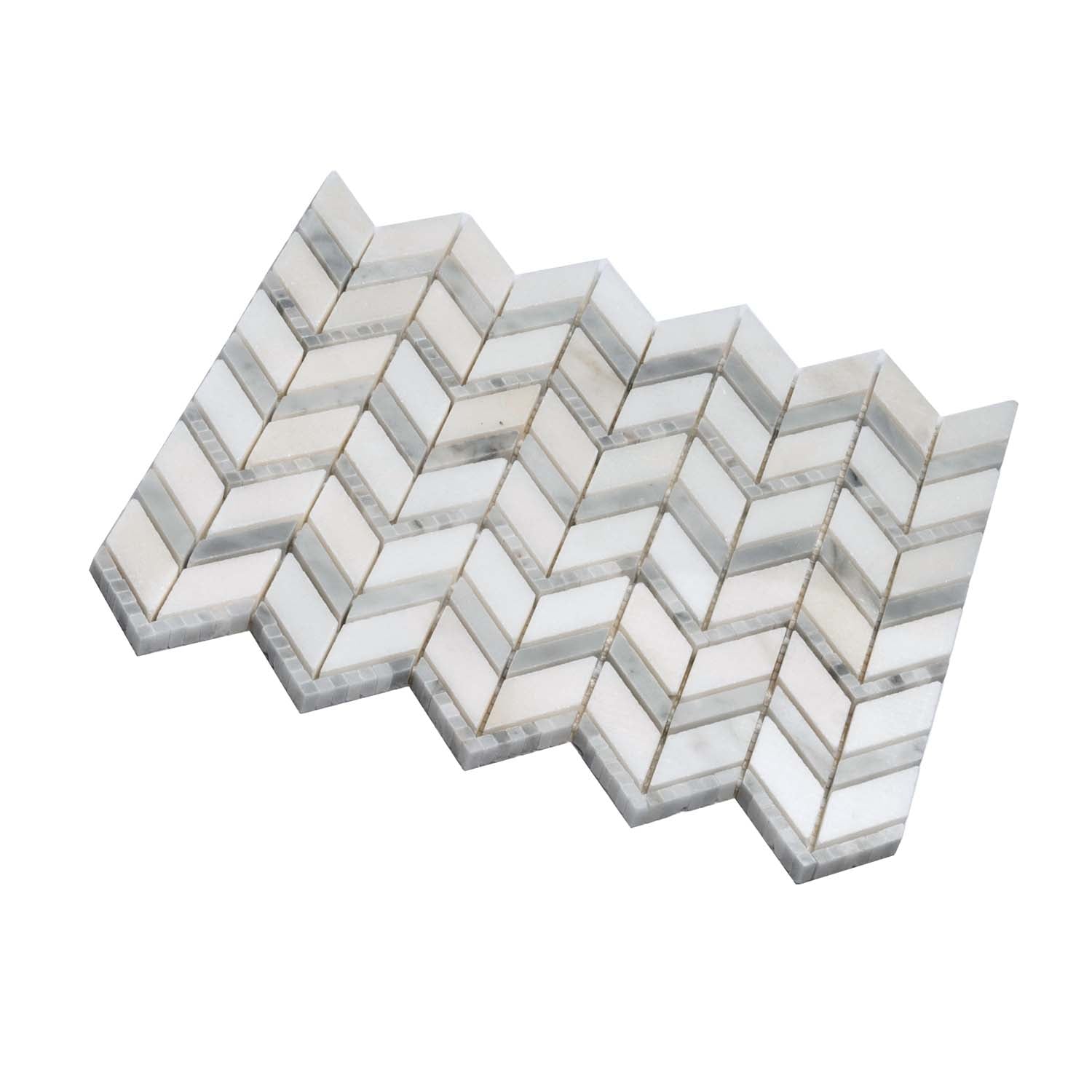 White Gray 10x12 Polished Herringbone Marble Mosaic Tile (5 pack, 4.3 sq ft/case) - Sample