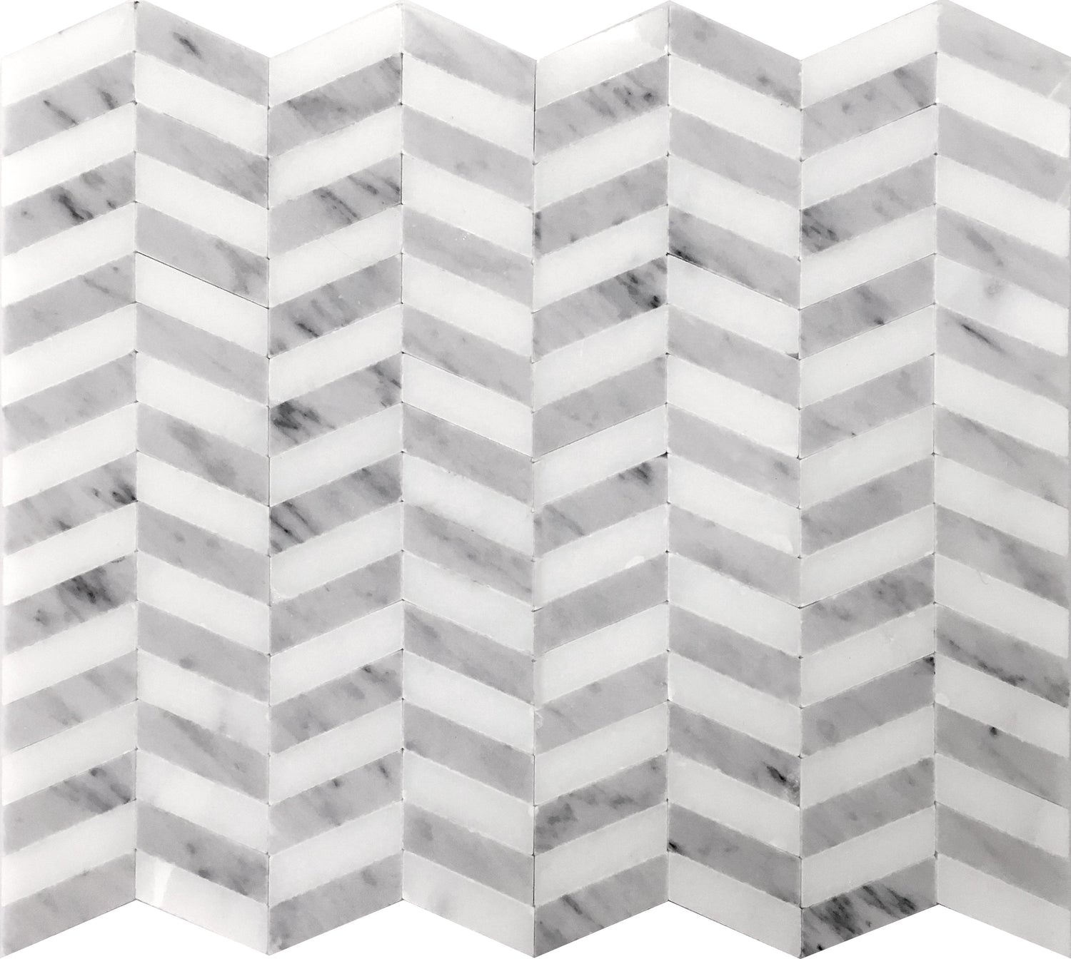 White Gray 11x13 Polished Herringbone Marble Mosaic Tile (5 pack, 5.15 sq ft/case) - Sample