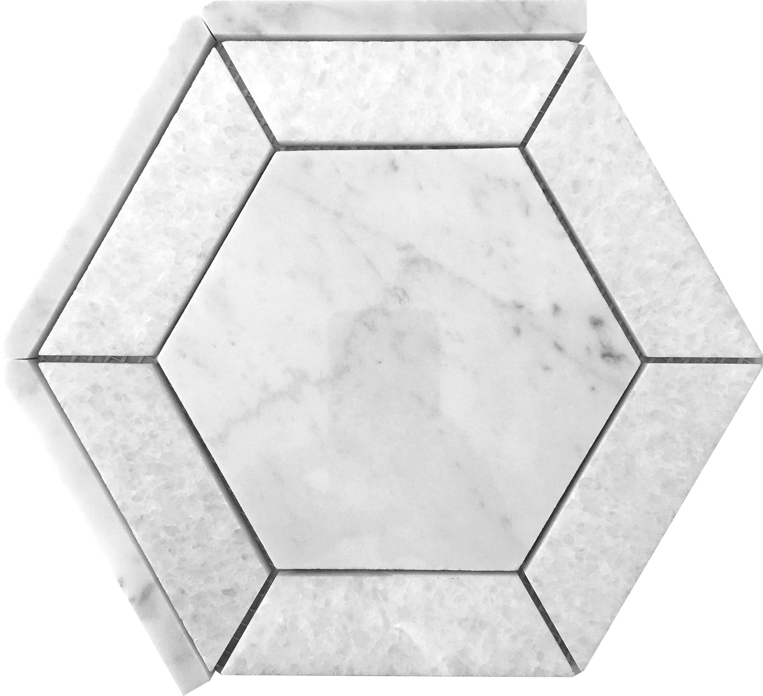 White 8x8 Polished Hexagon Marble Mosaic Tile (5 pack, 1.83 sq ft/case) - Sample