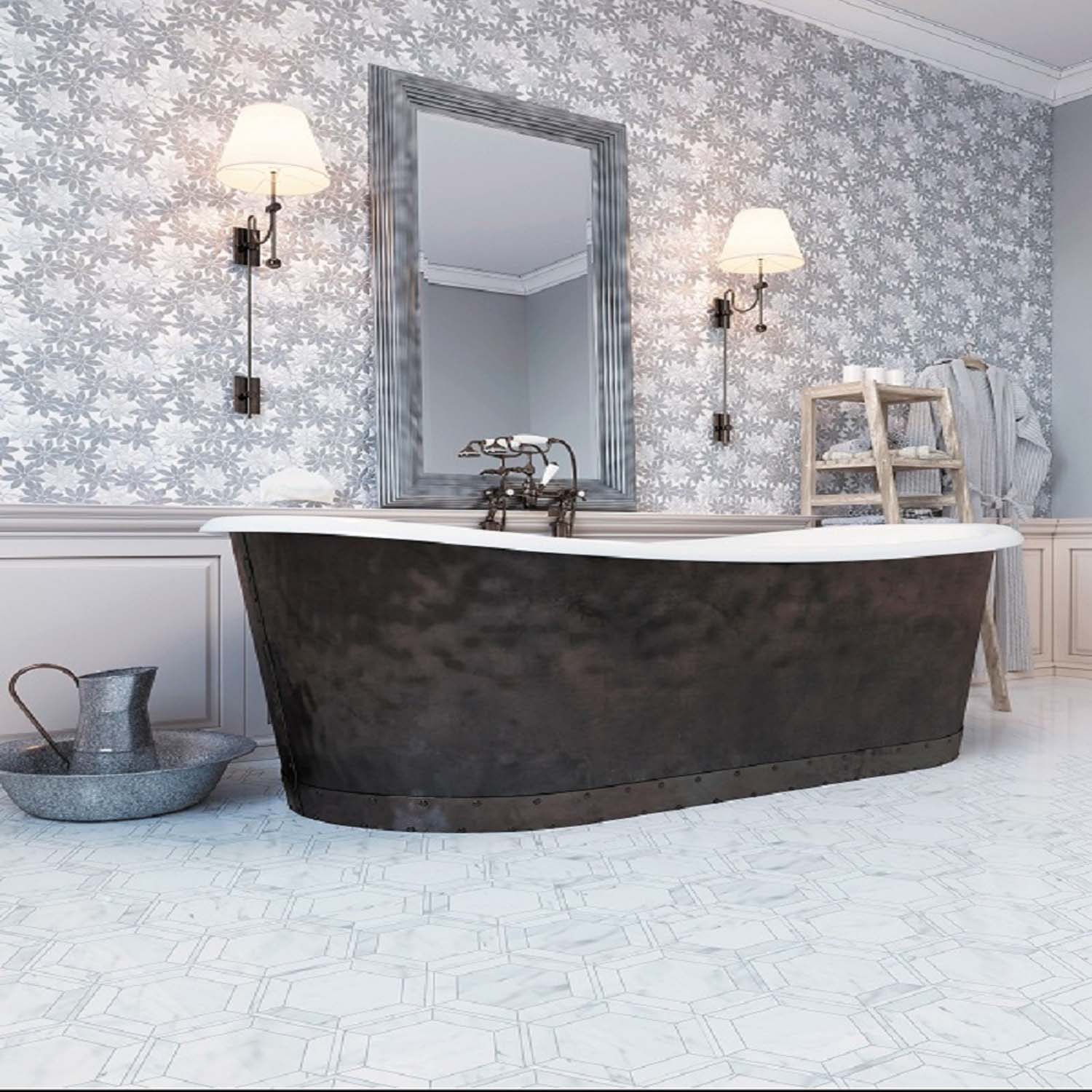 White 8x8 Polished Hexagon Marble Mosaic Tile (5 pack, 1.83 sq ft/case) - Sample