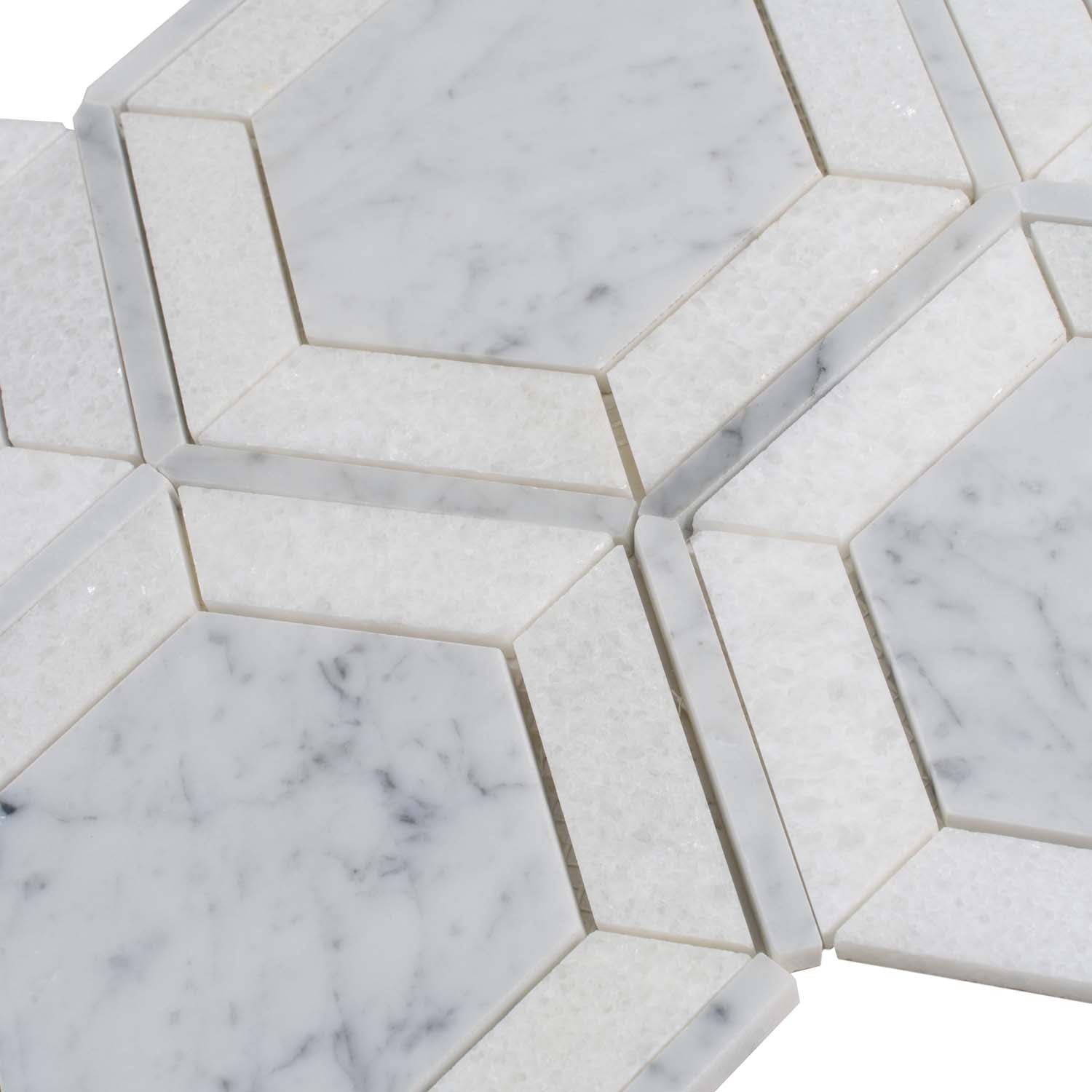 White 8x8 Polished Hexagon Marble Mosaic Tile (5 pack, 1.83 sq ft/case) - Sample