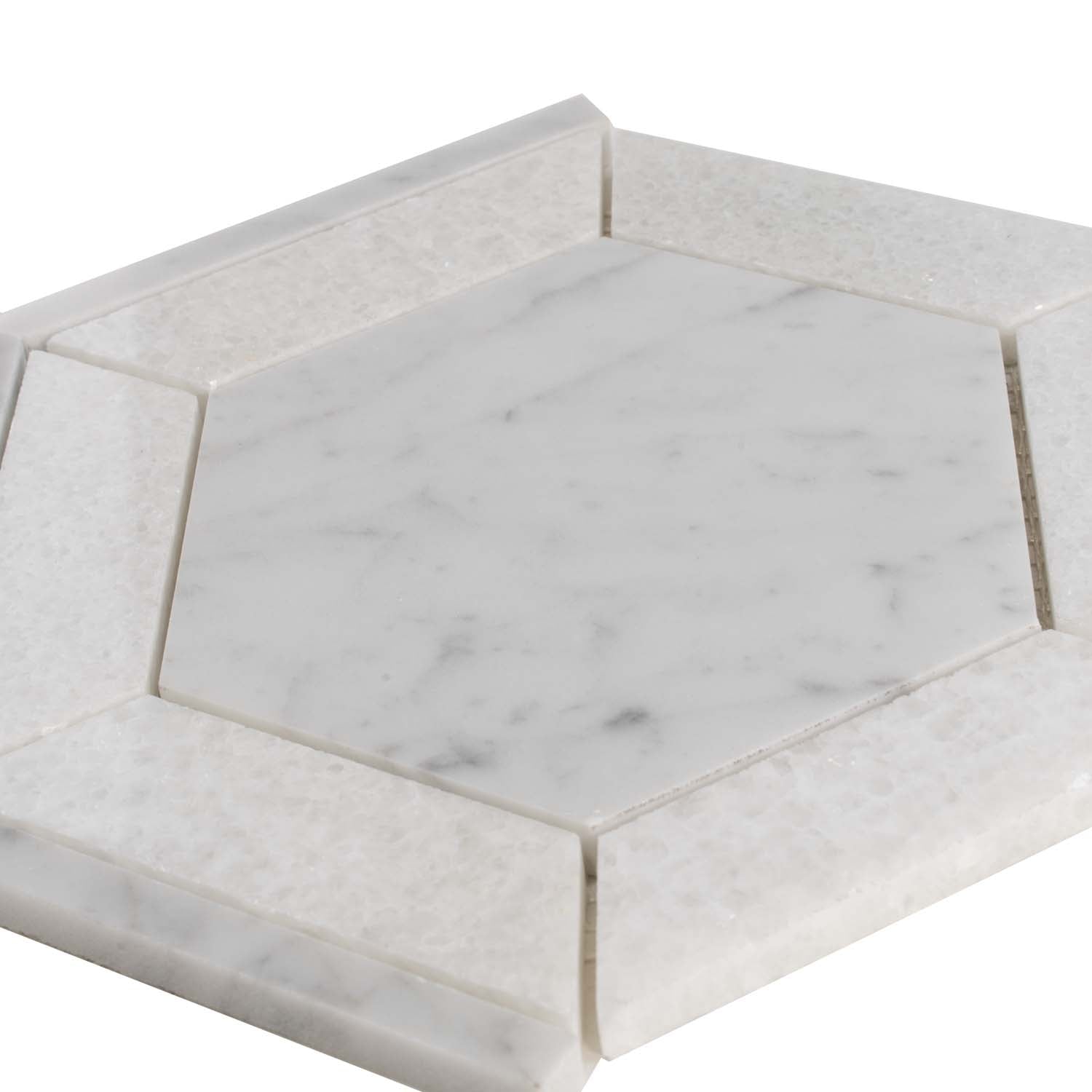 White 8x8 Polished Hexagon Marble Mosaic Tile (5 pack, 1.83 sq ft/case) - Sample