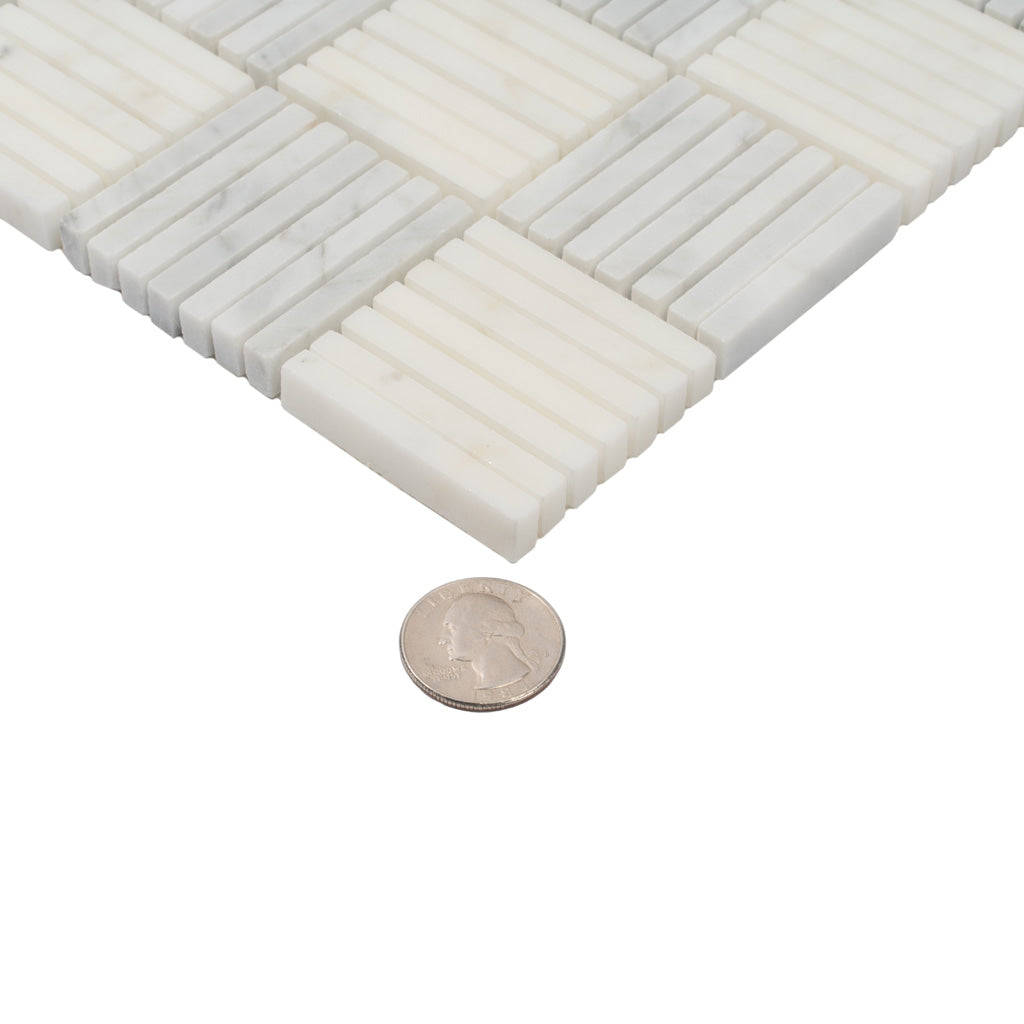 White Gray 12x12 Brick Polished Marble Mosaic Tile (5 pack, 5 sq ft/case) - Sample