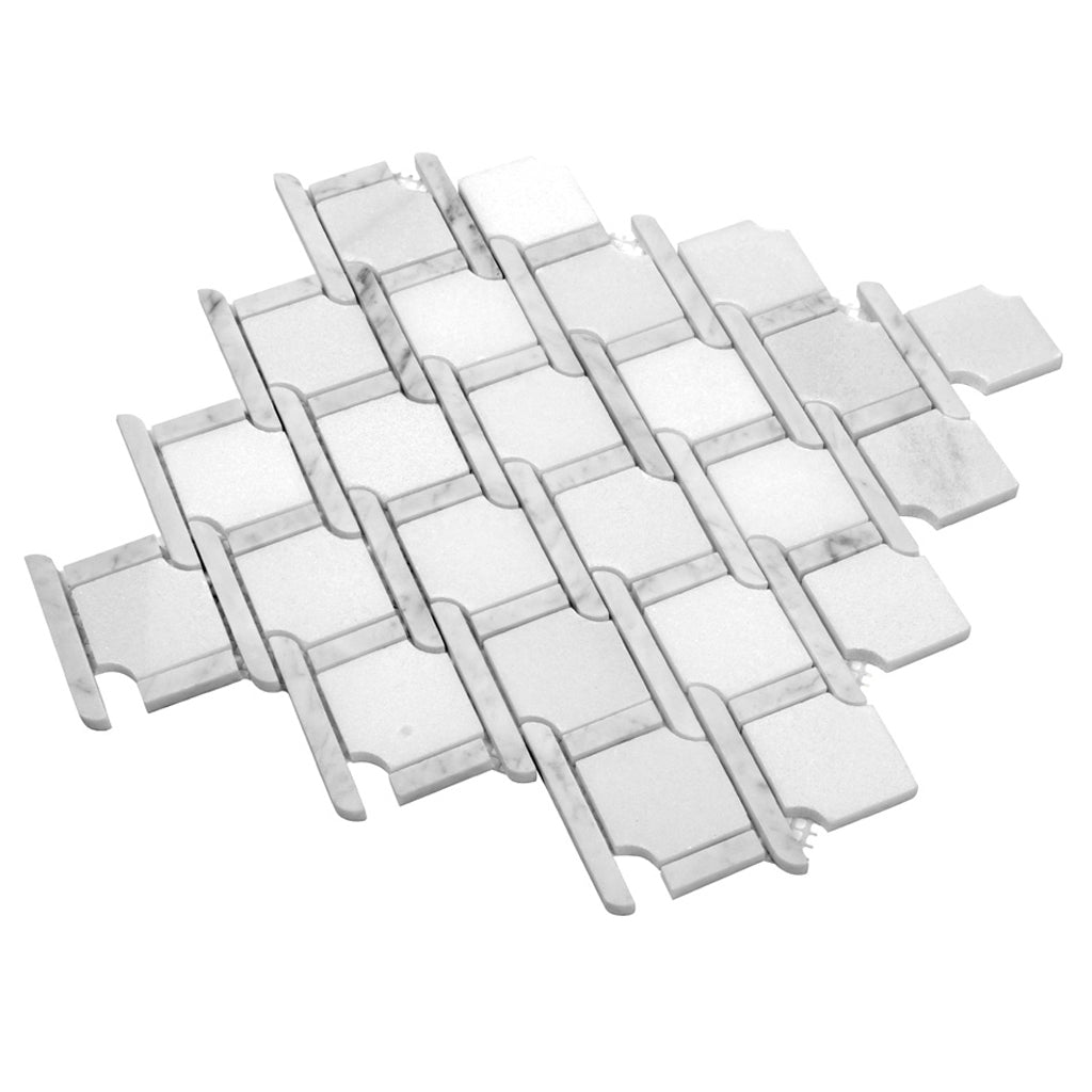 White 11x12 Polished Multi-shaped Marble Mosaic Tile (5 pack, 4.66 sq ft/case) - Sample