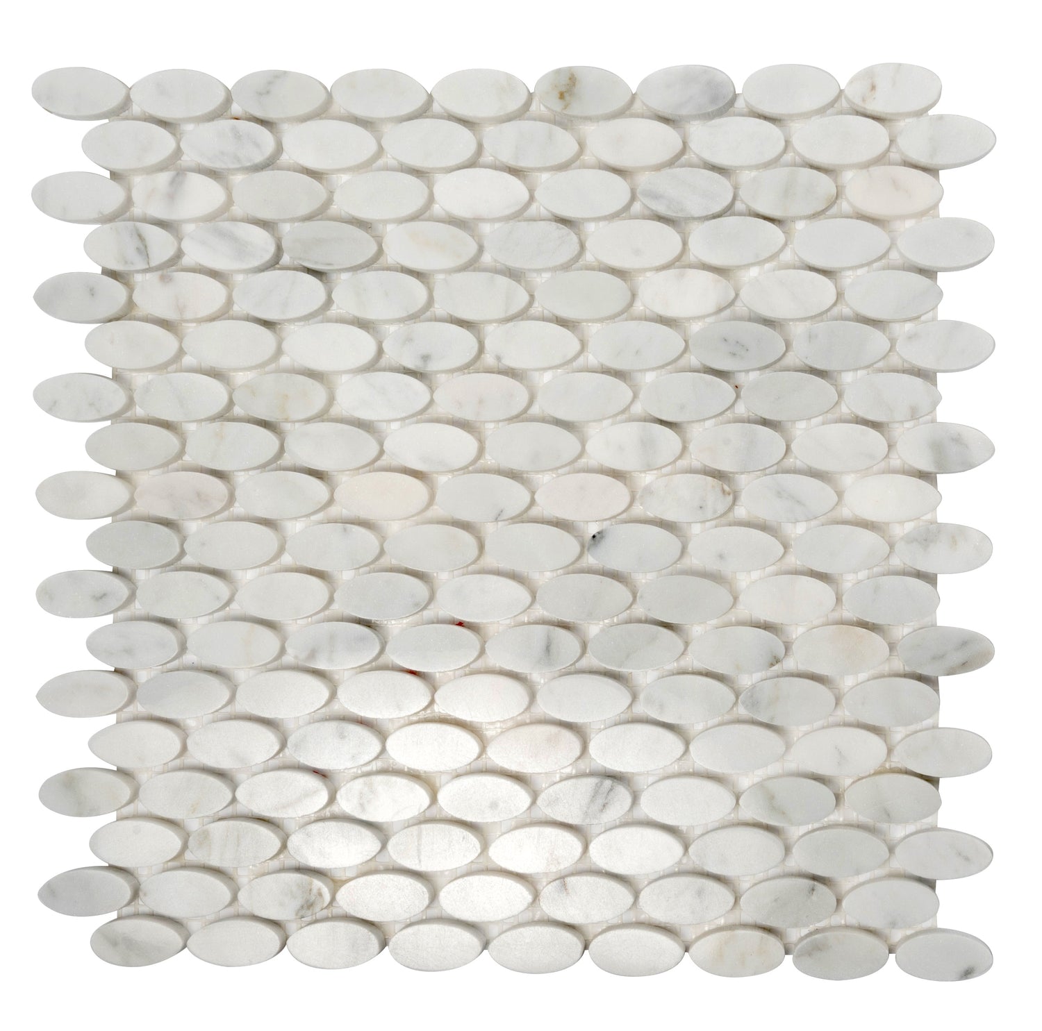 White 11x12 Polished Oval Marble Mosaic Tile (5 pack, 4.51 sq ft/case) - Sample