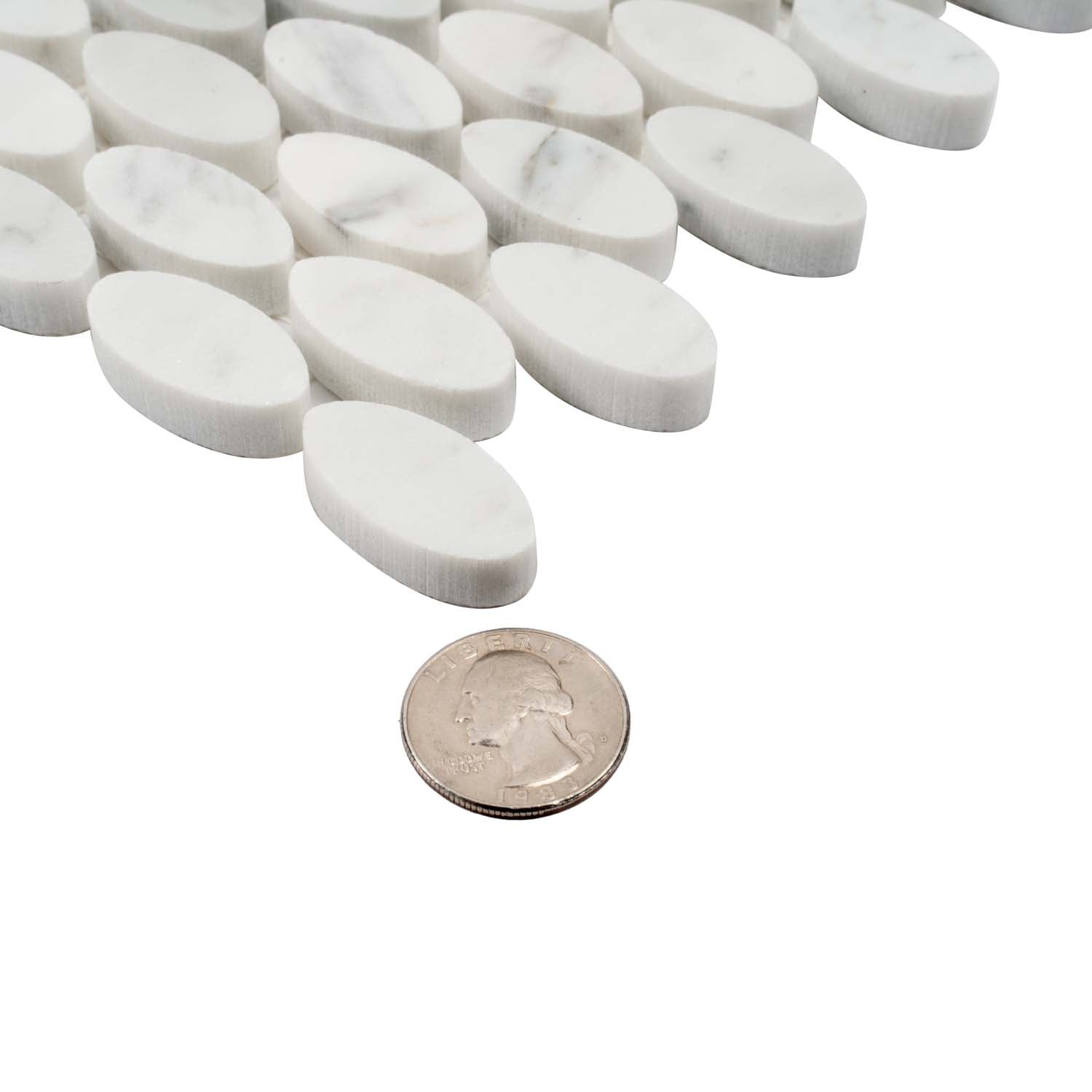 White 11x12 Polished Oval Marble Mosaic Tile (5 pack, 4.51 sq ft/case) - Sample