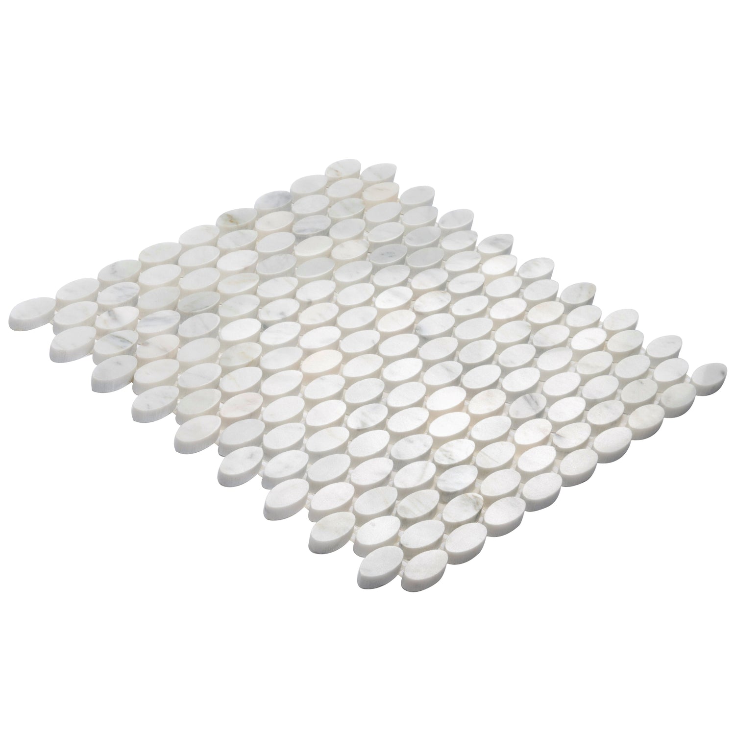 White 11x12 Polished Oval Marble Mosaic Tile (5 pack, 4.51 sq ft/case) - Sample