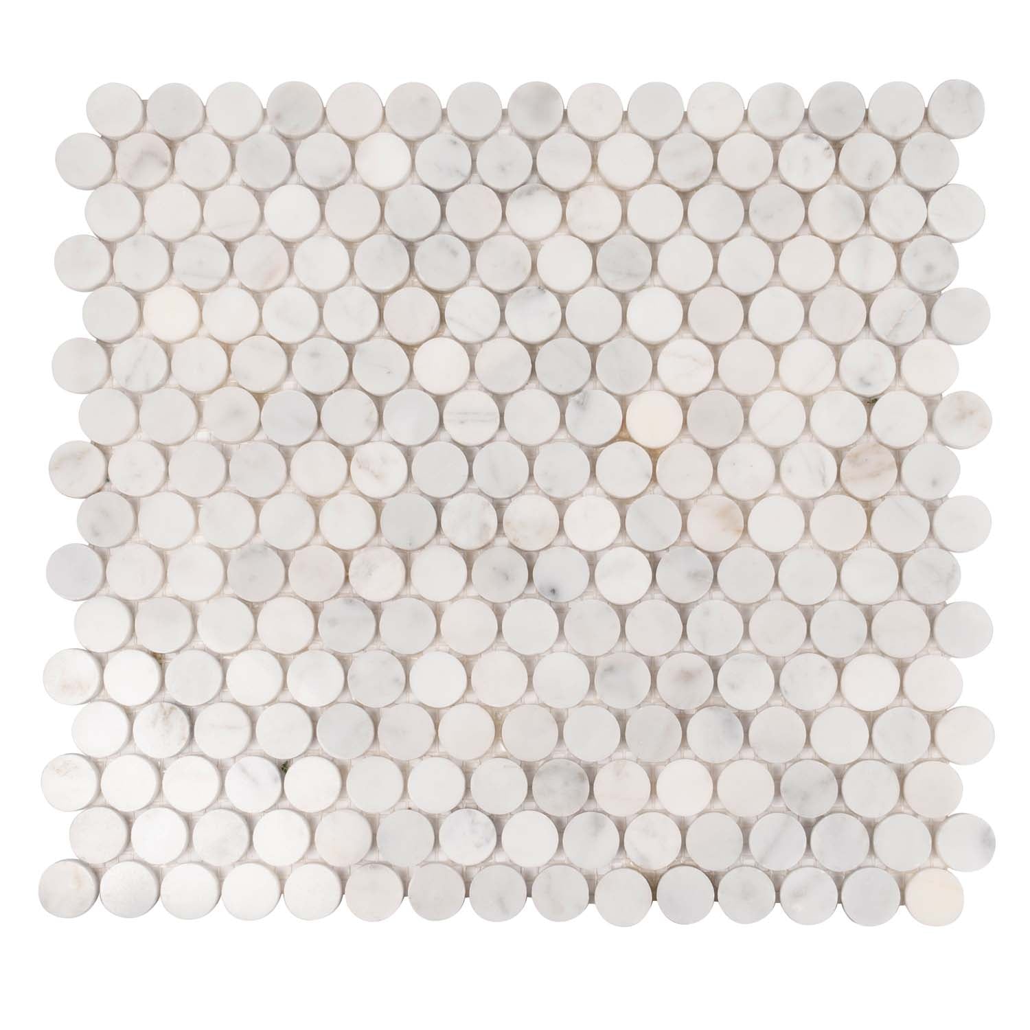 White 11x12 Polished Penny Round Marble Mosaic Tile (5 pack, 4.82 sq ft/case) - Sample