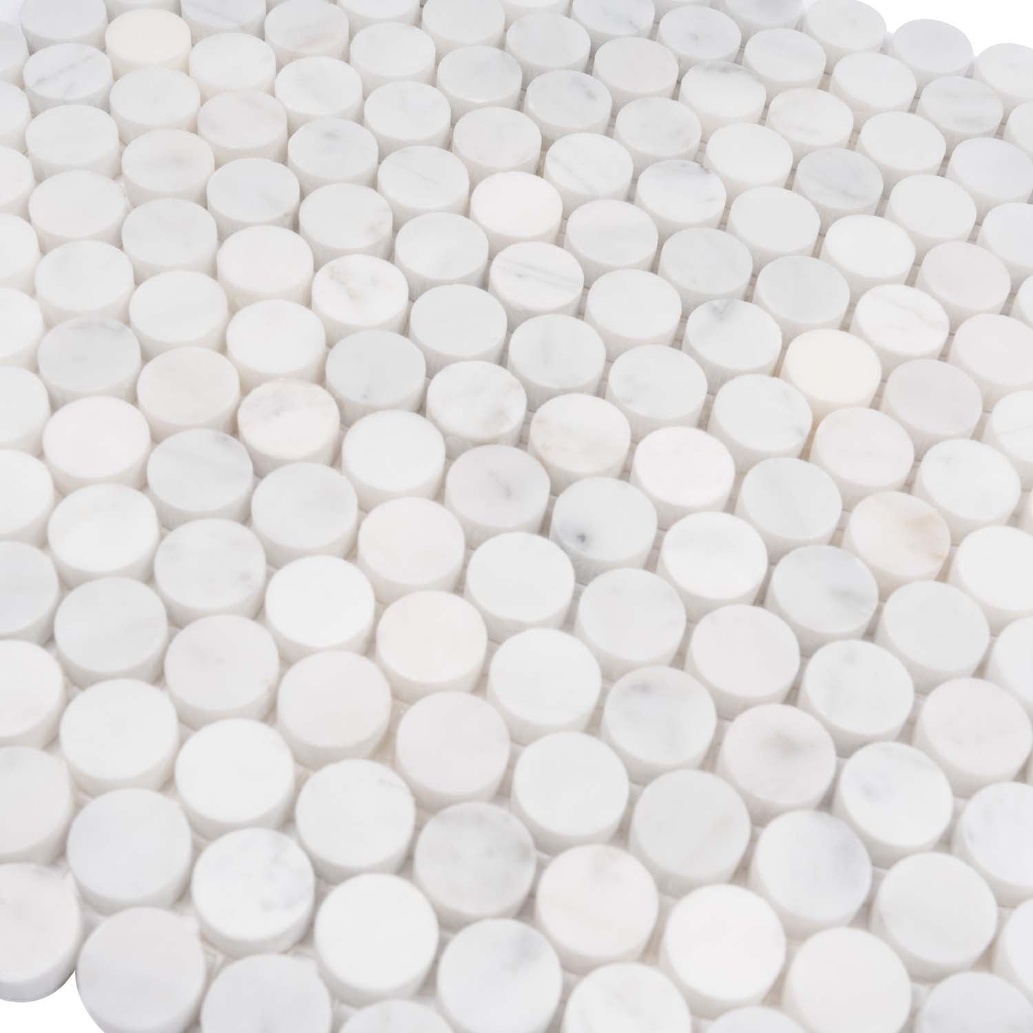 White 11x12 Polished Penny Round Marble Mosaic Tile (5 pack, 4.82 sq ft/case) - Sample