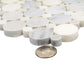 White 12x12 Polished Penny Round Marble Mosaic Tile (5 pack, 4.83 sq ft/case) - Sample