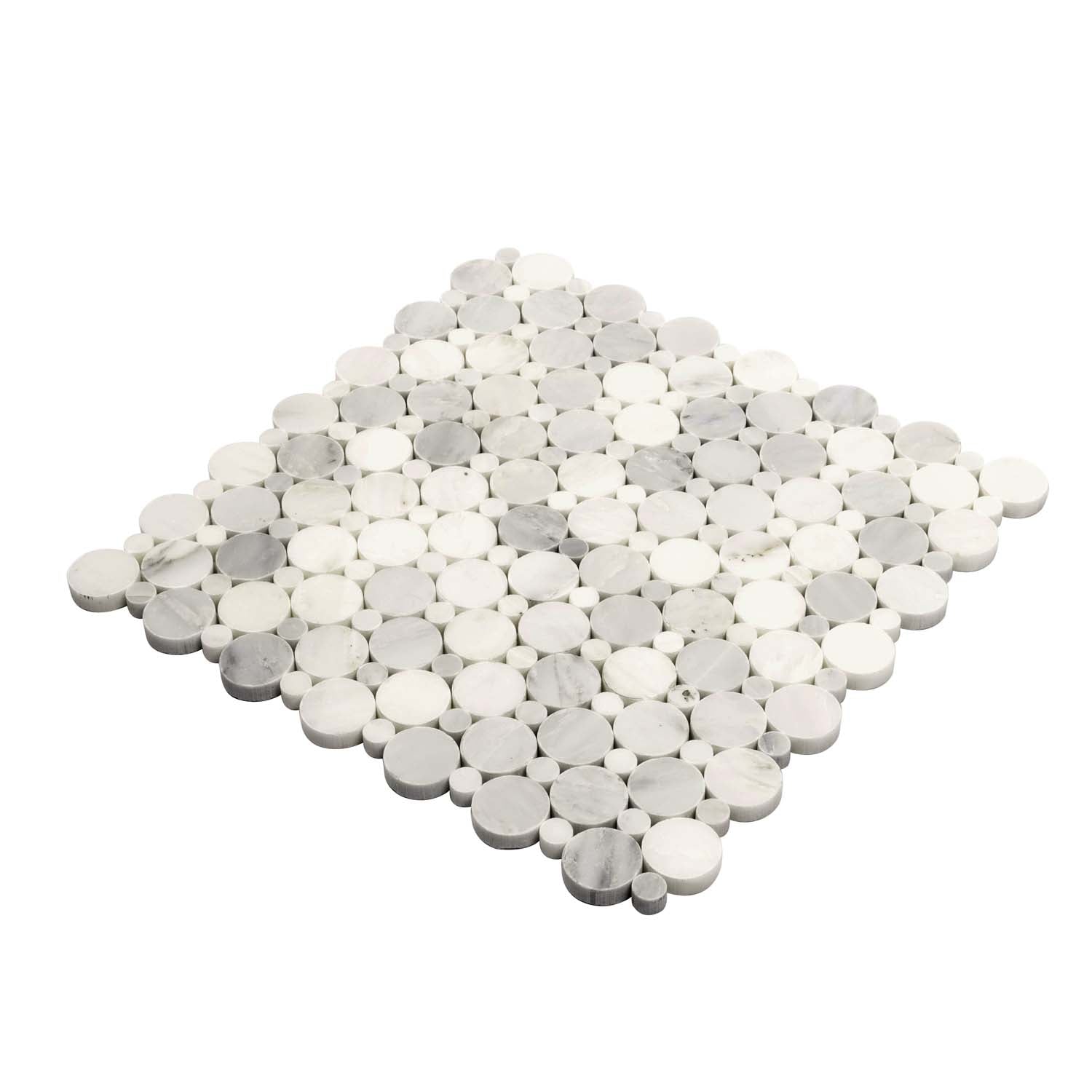 White 12x12 Polished Penny Round Marble Mosaic Tile (5 pack, 4.83 sq ft/case) - Sample