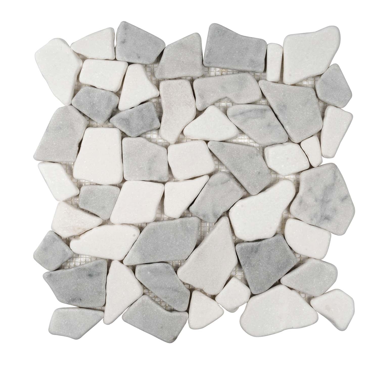 White Gray 11x11 Polished Multi-shaped Marble Mosaic Tile (5 pack, 4.2 sq ft/case) - Sample