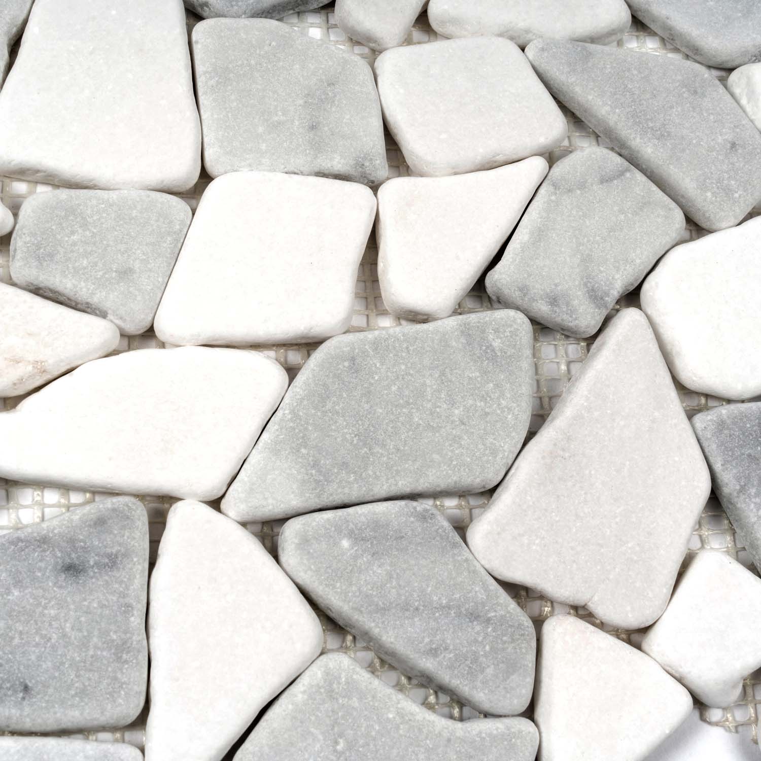 White Gray 11x11 Polished Multi-shaped Marble Mosaic Tile (5 pack, 4.2 sq ft/case) - Sample
