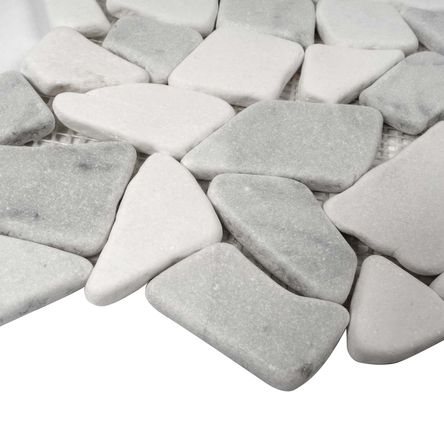 White Gray 11x11 Polished Multi-shaped Marble Mosaic Tile (5 pack, 4.2 sq ft/case) - Sample