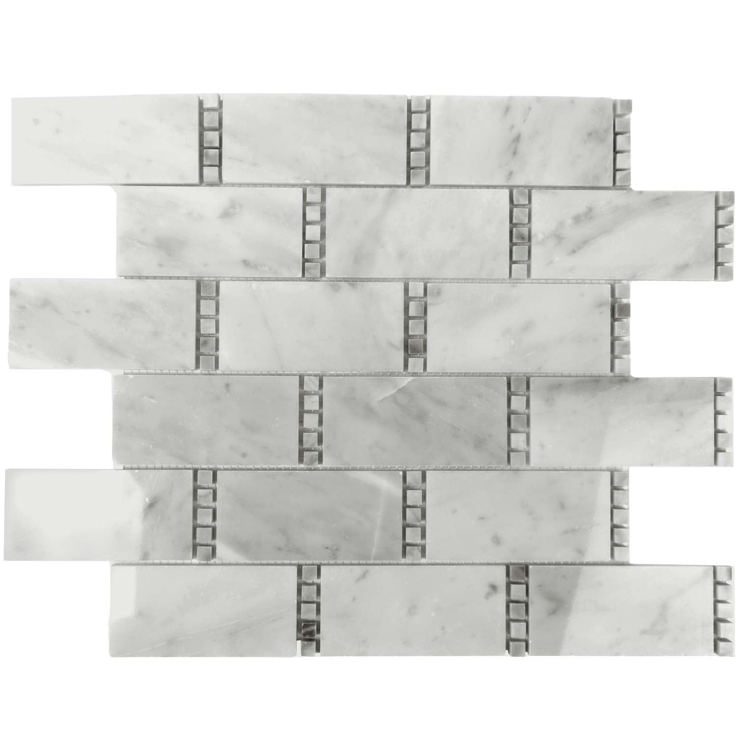 White 12x13 Brick Polished Marble Mosaic Tile (5 pack, 5.28125 sq ft/case) - Sample