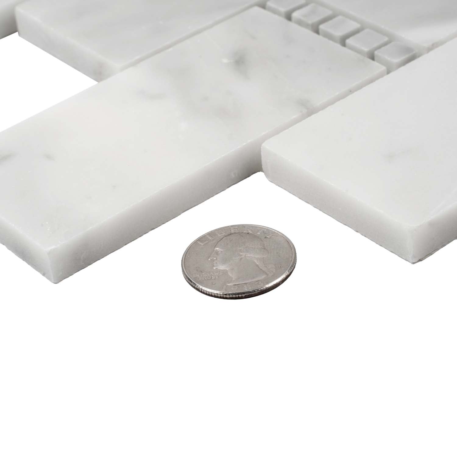 White 12x13 Brick Polished Marble Mosaic Tile (5 pack, 5.28125 sq ft/case) - Sample