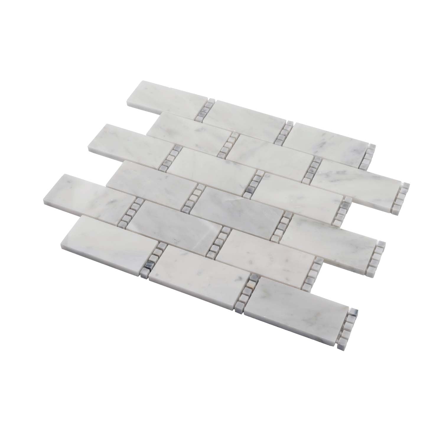 White 12x13 Brick Polished Marble Mosaic Tile (5 pack, 5.28125 sq ft/case) - Sample