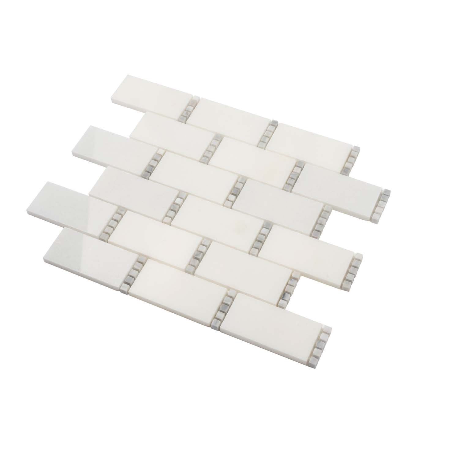 White 12x13 Polished Brick Marble Mosaic Tile (5 pack, 5.28125 sq ft/case) - Sample