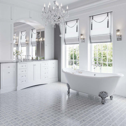 White 12x12 Brick Polished Marble Mosaic Tile (5 pack, 5 sq ft/case) - Sample
