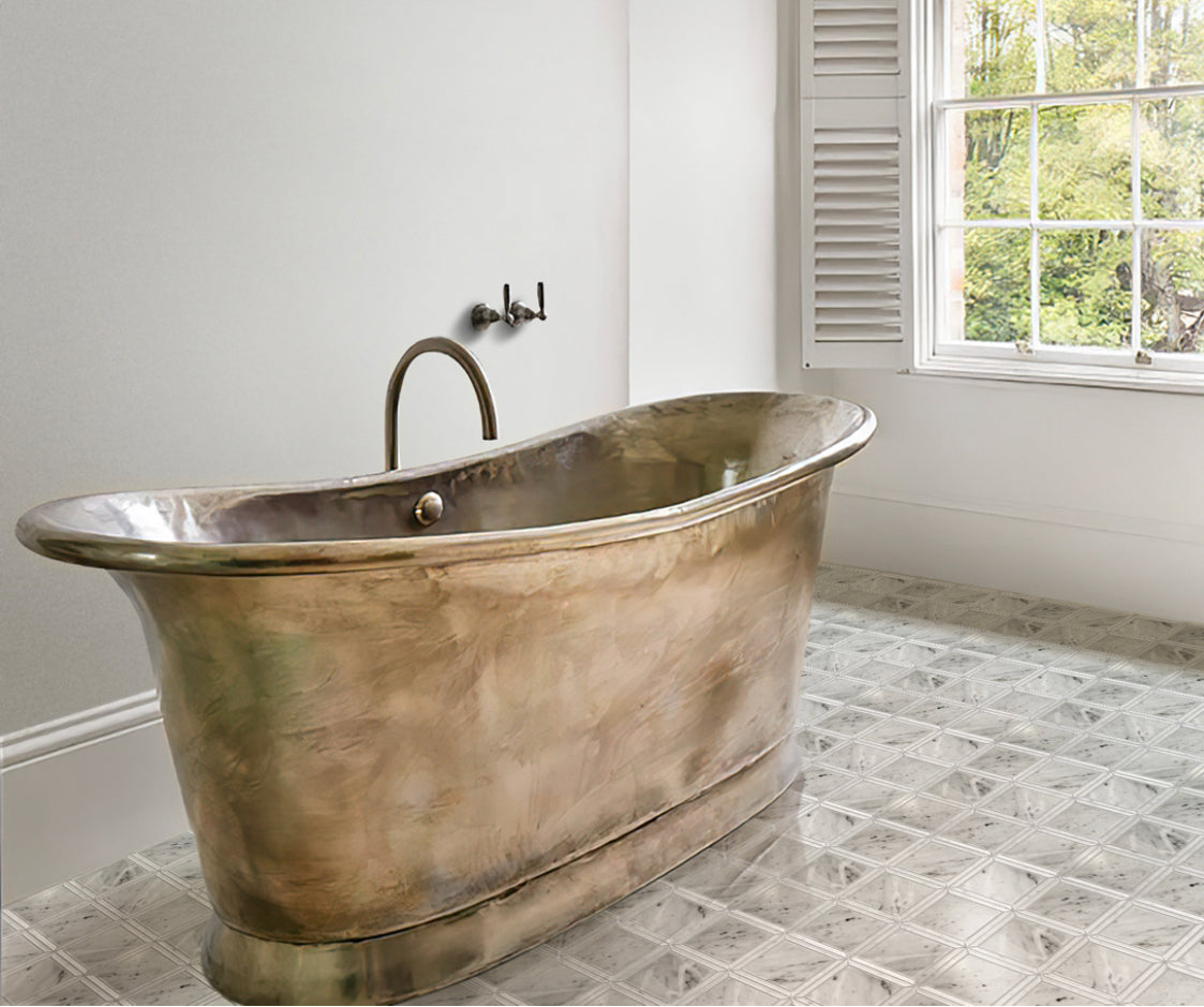 White 12x12 Brick Polished Marble Mosaic Tile (5 pack, 5 sq ft/case) - Sample