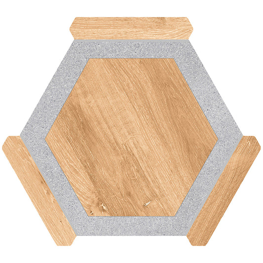 Oak wash Gray 9x10 Matte Hexagon Porcelain Tile (18 pack, 8.07 sq ft/case) - Sample