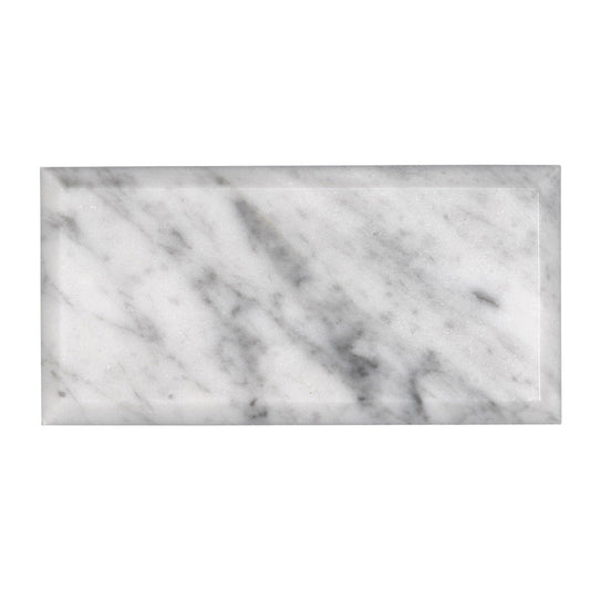 White 3x6 Subway Polished Beveled Marble Tile (40 pack, 5 sq ft/case) - Sample