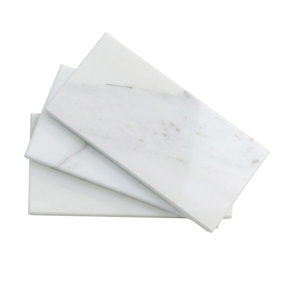 White 3x6 Polished Marble Subway Tile (40 pack, 5 sq ft/case) - Sample