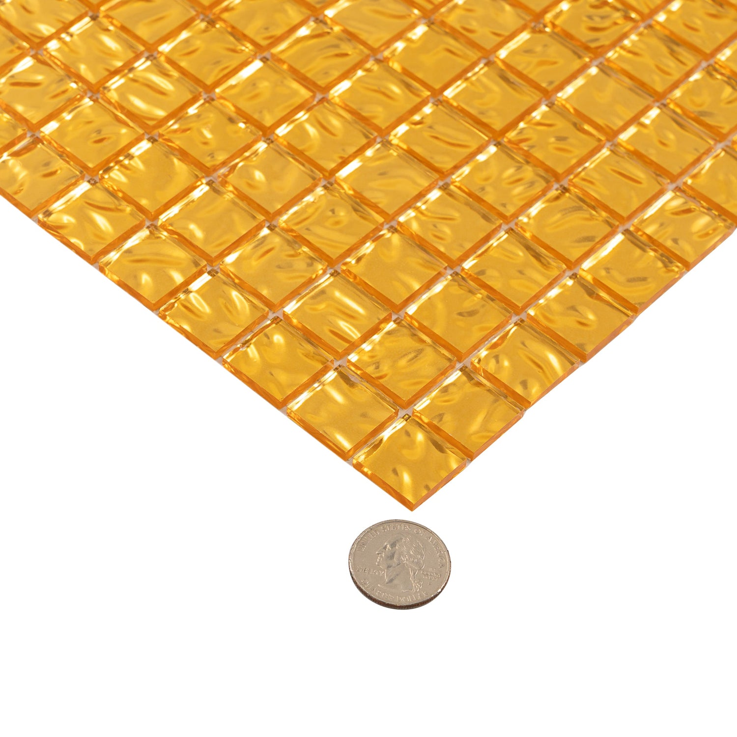 Shimmer Gold 12x12 Glossy Uniform Square Glass Mosaic Tile (20 pack, 20 sq ft/case) - Sample