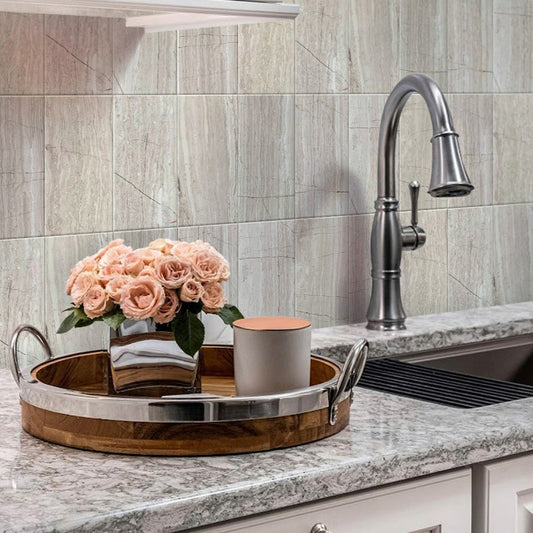 Cloud Gray Polished Marble Subway Tile