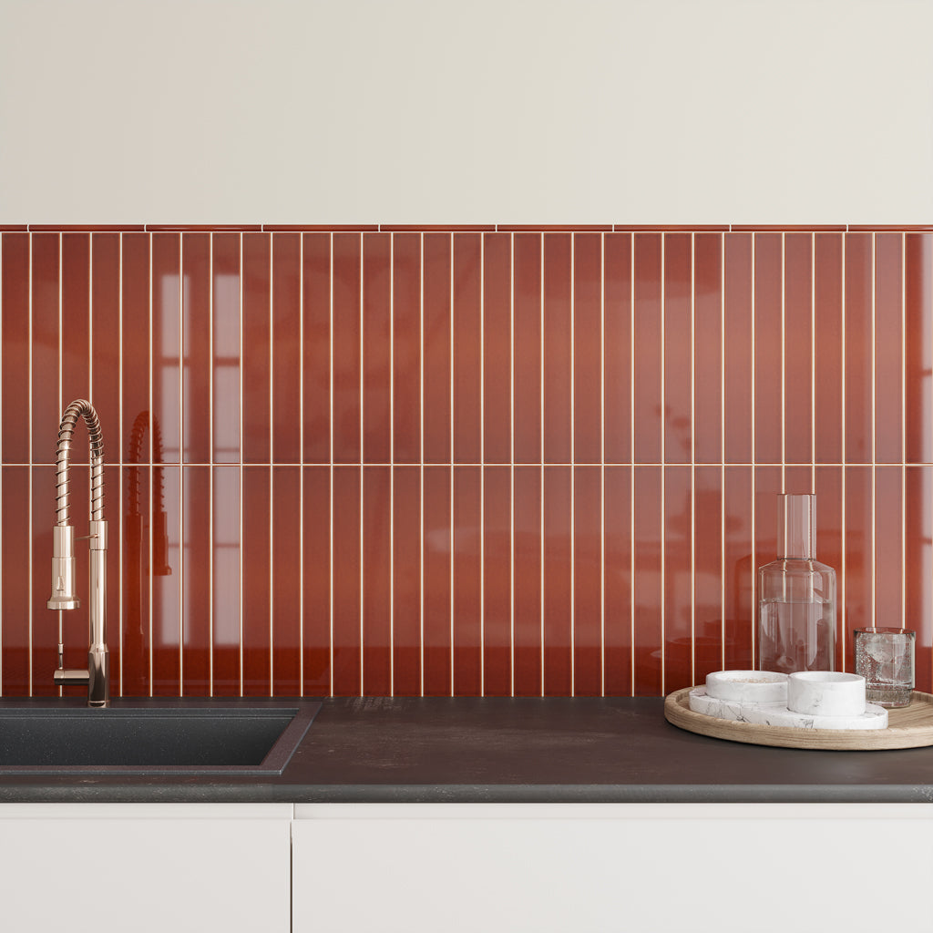 Caramel 0.5x8 Glossy Ceramic Pencil Tile Trim (10 pack, 0.27 sq ft/case)